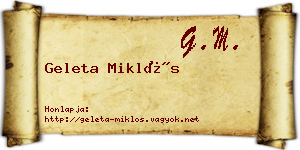 Geleta Miklós névjegykártya